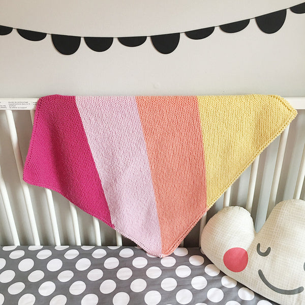 DIY: Fruit Stripe Knitted Baby Blanket Pattern + How-To