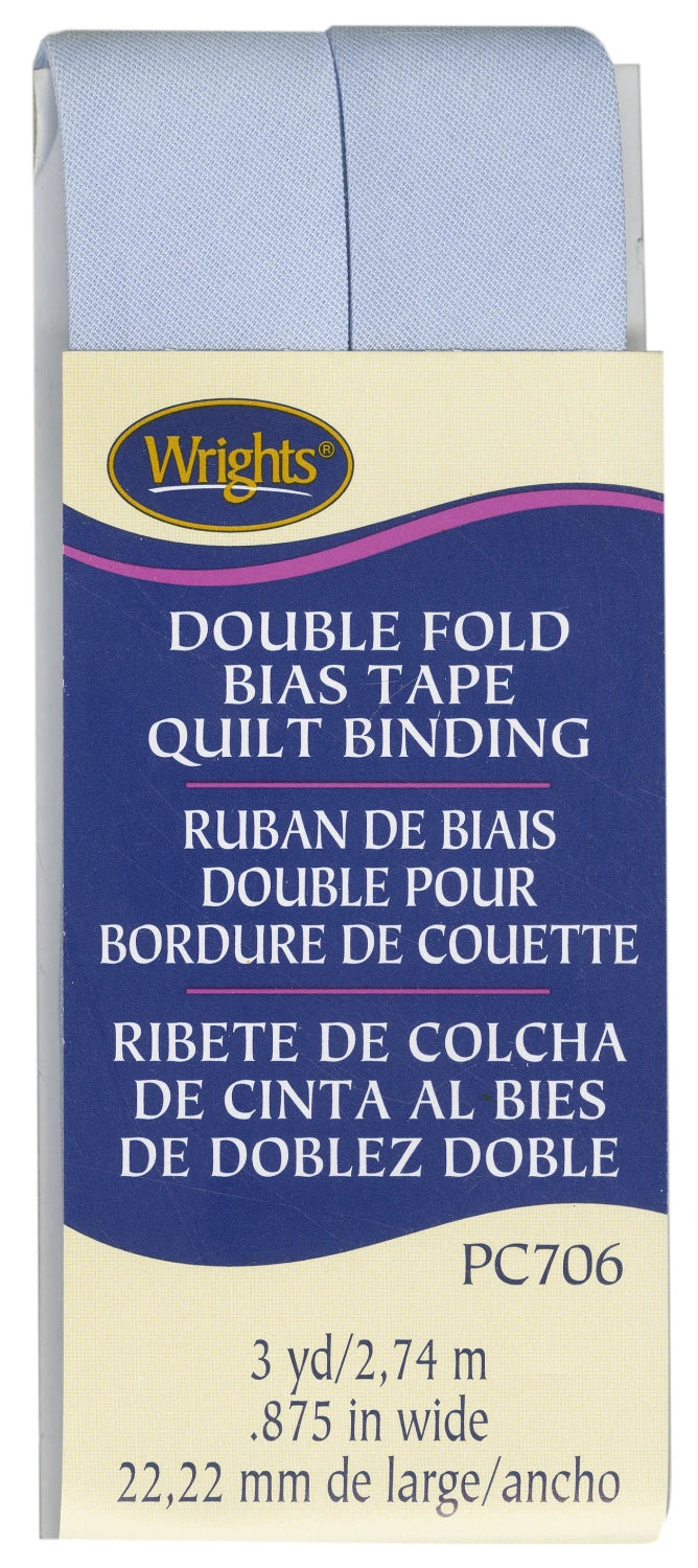 Wrights double fold bias tape quilt binding in light blue