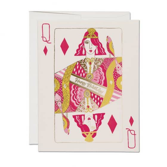 Queen of Diamonds Birthday Card Greeting Cards Red Cap Cards