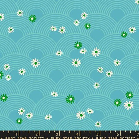 Rise And Shine Meadow by Ruby Star Society in Turquoise Fabric Ruby Star Society