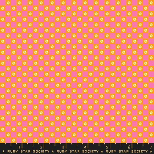 Animal Flower Check by Ruby Star Society in Orange Fabric Ruby Star Society