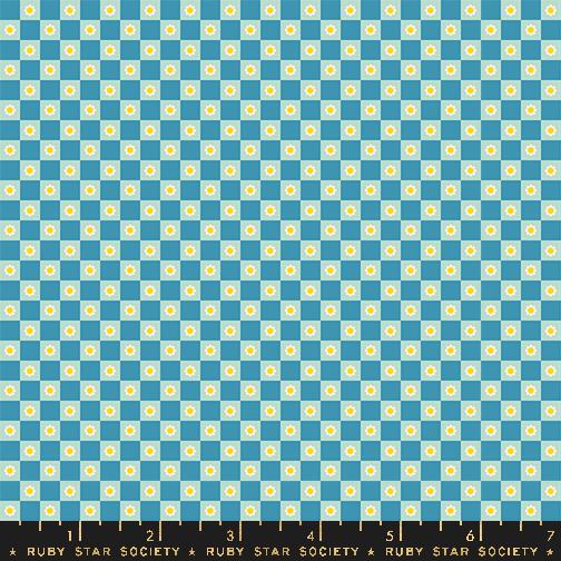 Animal Flower Check by Ruby Star Society in Vintage Blue Fabric Ruby Star Society