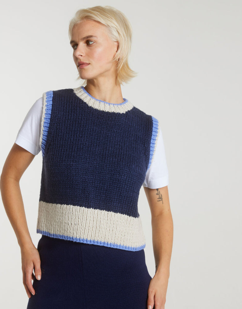 Ain't it funny tank in Midnight Blue, Cornflower Blue and Sahara Dust Big Love Cotton