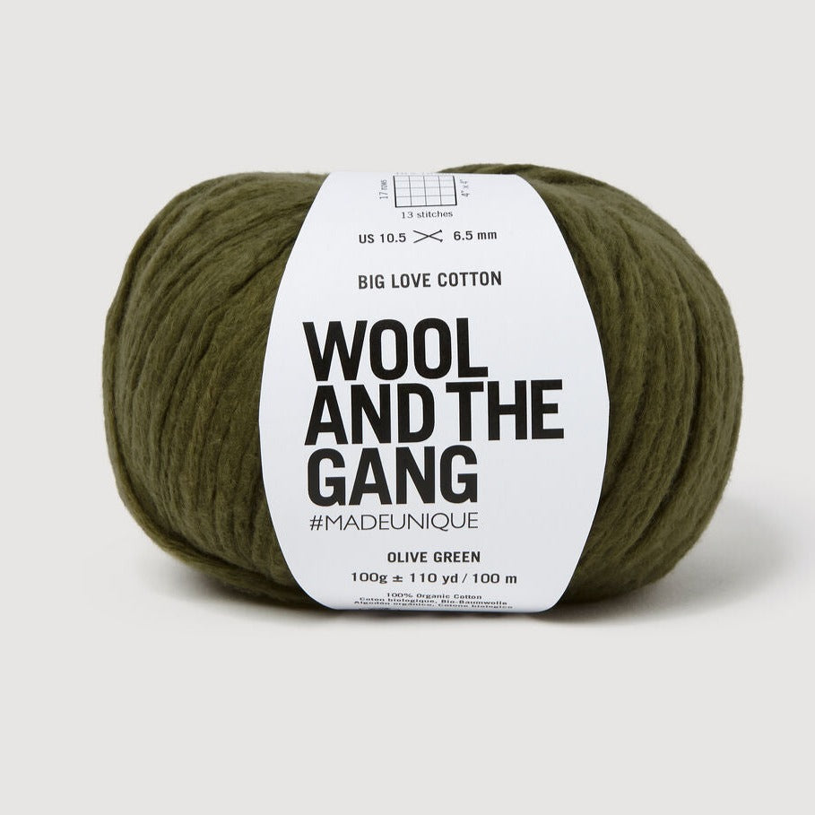 Wool & the Gang Big Love Cotton Yarn Wool and the Gang Olive Green BL