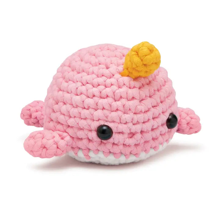 Pink crocheted narwhal