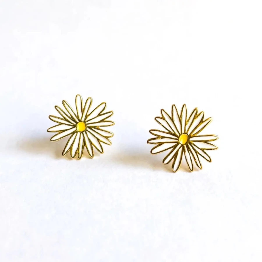 18k Gold Daisy Enamel Earrings Accessories Jenny Lemons
