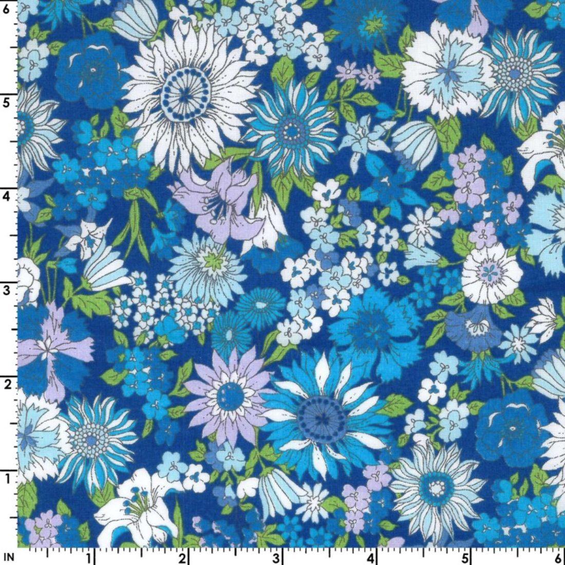 Flownny I Cotton Lawn by Kokka in Blue Fabric Kokka
