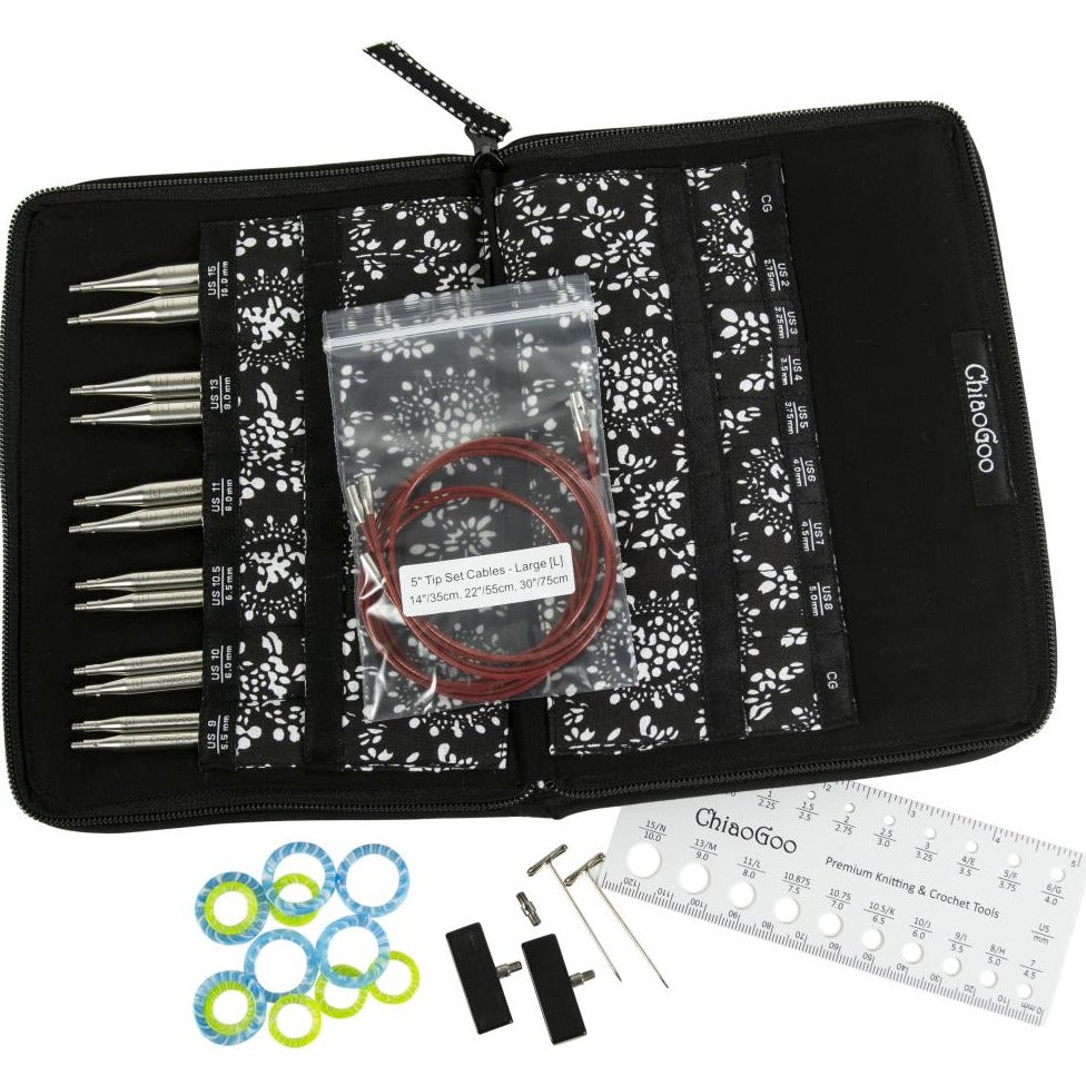 ChiaoGoo TWIST Red Lace Interchangeable 5" Tip Knitting Needle Set Tools ChiaoGoo Large Set - Needle Tip Sizes US 9-15