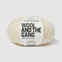 Ball of yarn with 'Wool and the Gang' label on a white background
