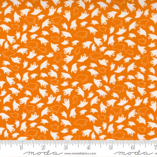White ghost pattern on orange background