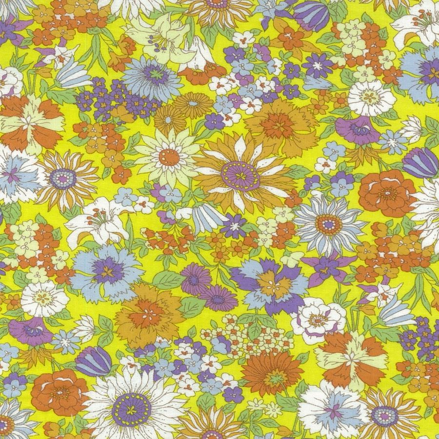Flownny I Cotton Lawn by Kokka in Yellow Multi Fabric Kokka