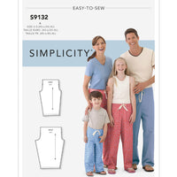 Simplicity Pattern s9132 Unisex Sleepwear Pants Pattern Simplicity