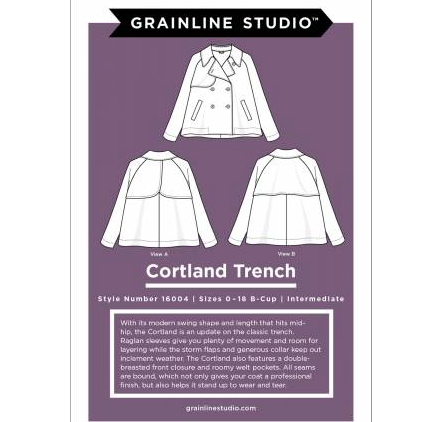 Cortland Trench Pattern Pattern Grainline Studio Size 0-18 B-Cup