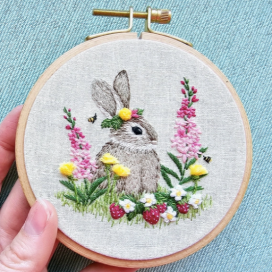 Berry Patch Bunny Beginner Embroidery Kit Kit Jessica Long Embroidery