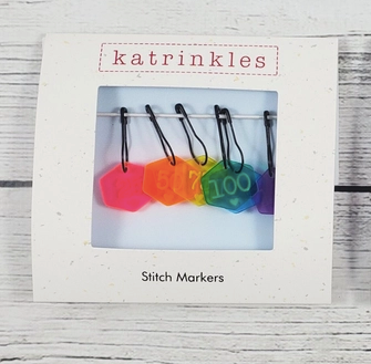 Rainbow stitch markers with numbers for counting stitches