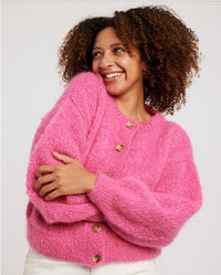 Believe Cardigan in Pink Mohair