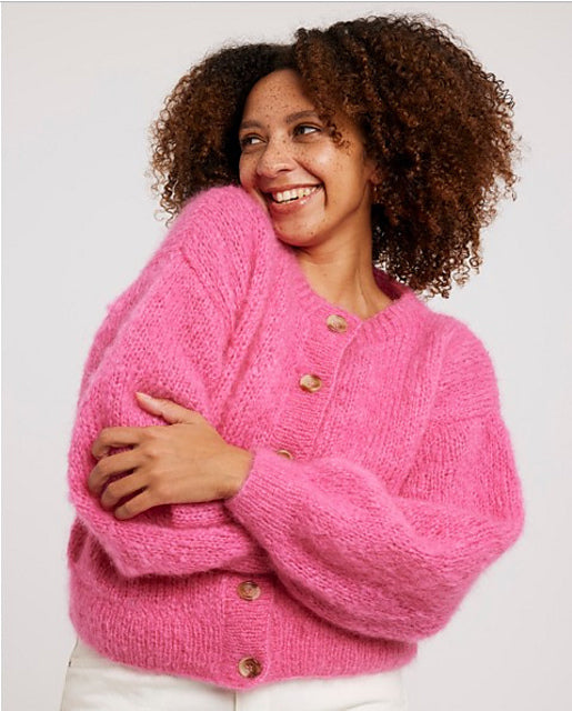 Believe Cardigan in Pink Mohair