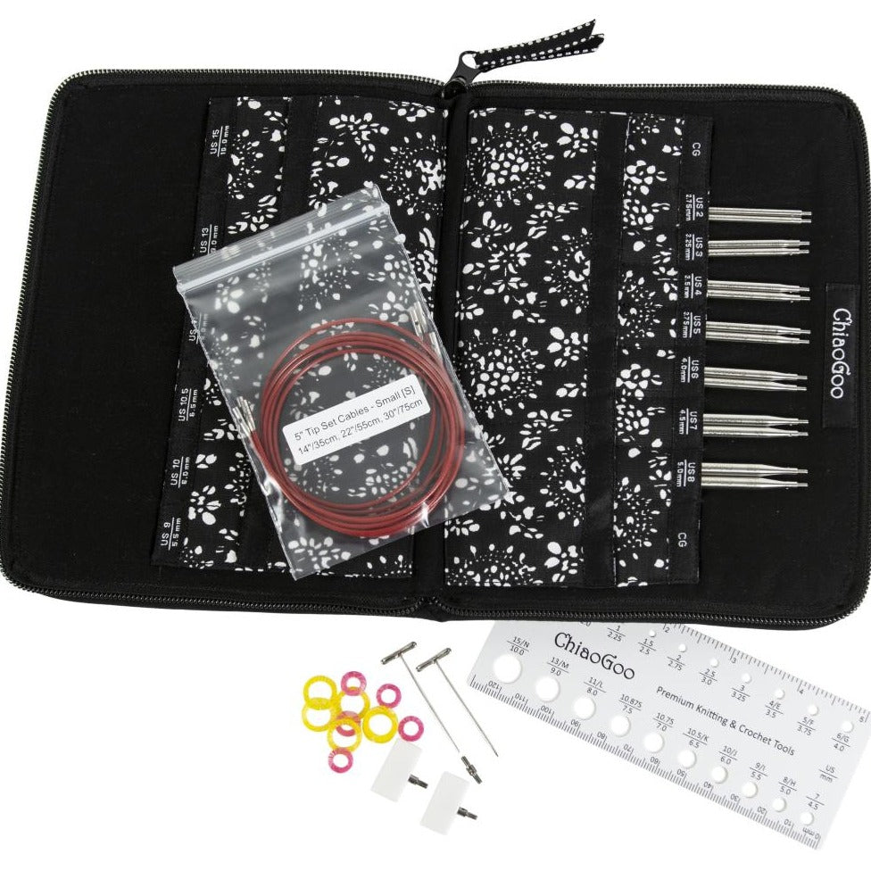 ChiaoGoo TWIST Red Lace Interchangeable 5" Tip Knitting Needle Set Tools ChiaoGoo Small Set - Needle Tip Size US 2-8