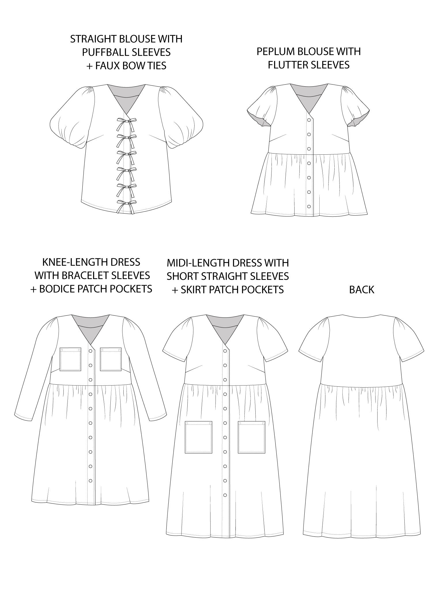 Nell Blouse and Dress Pattern Pattern Tilly and the Buttons