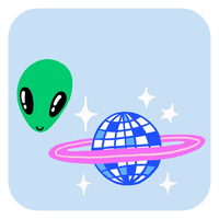 Alien Disco Buddies Iron-On Accessories Hot Dang Press