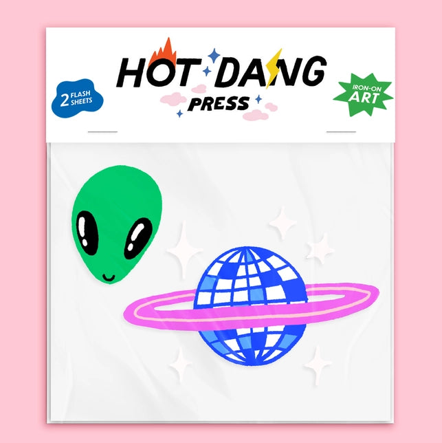 Alien Disco Buddies Iron-On Accessories Hot Dang Press