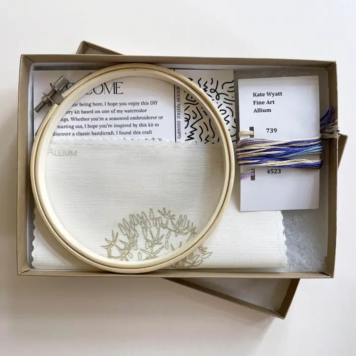 Allium embroidery kit contents