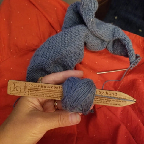 Wood winder with yarn in process