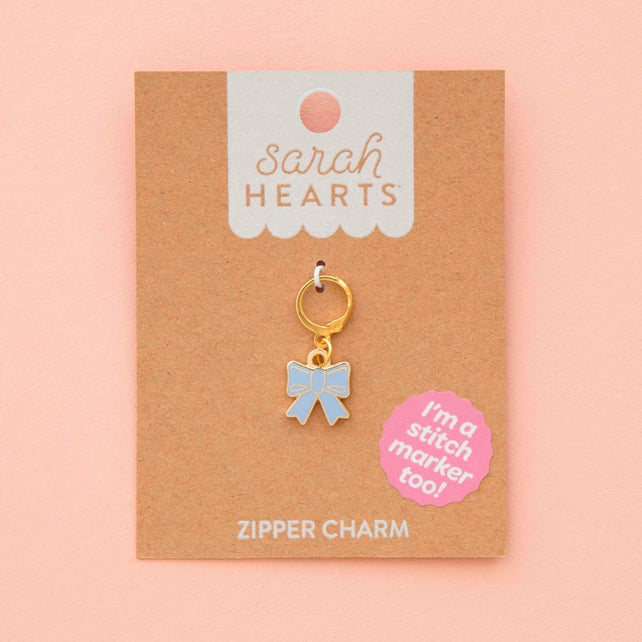 Blue bow zipper charm/stitch marker