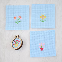 Bunch of Flowers Mini Hoop Cross Stitch Kit in A Matchbox Kit Marvling Bros Ltd