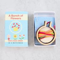 Bunch of Flowers Mini Hoop Cross Stitch Kit in A Matchbox Kit Marvling Bros Ltd
