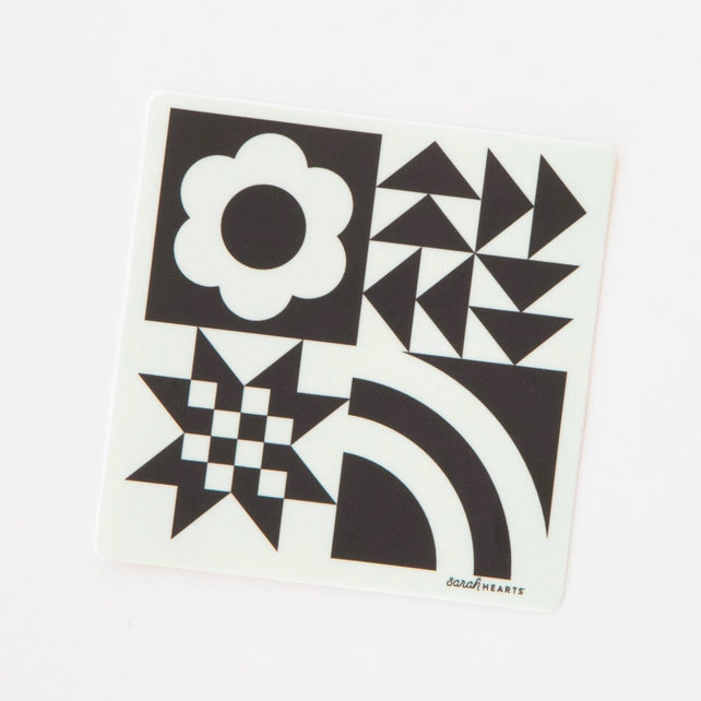 Black and white quilt block sticker