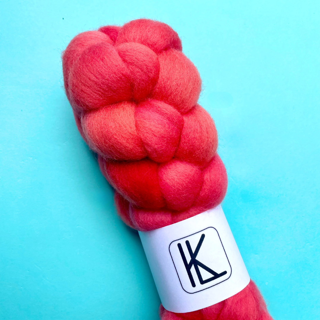 Hand Dyed Corriedale Fiber Fiber Lauritzen Dyed Fibers Cheery