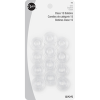 Dritz Class 15 Bobbins packaging with clear bobbin cases on a white background