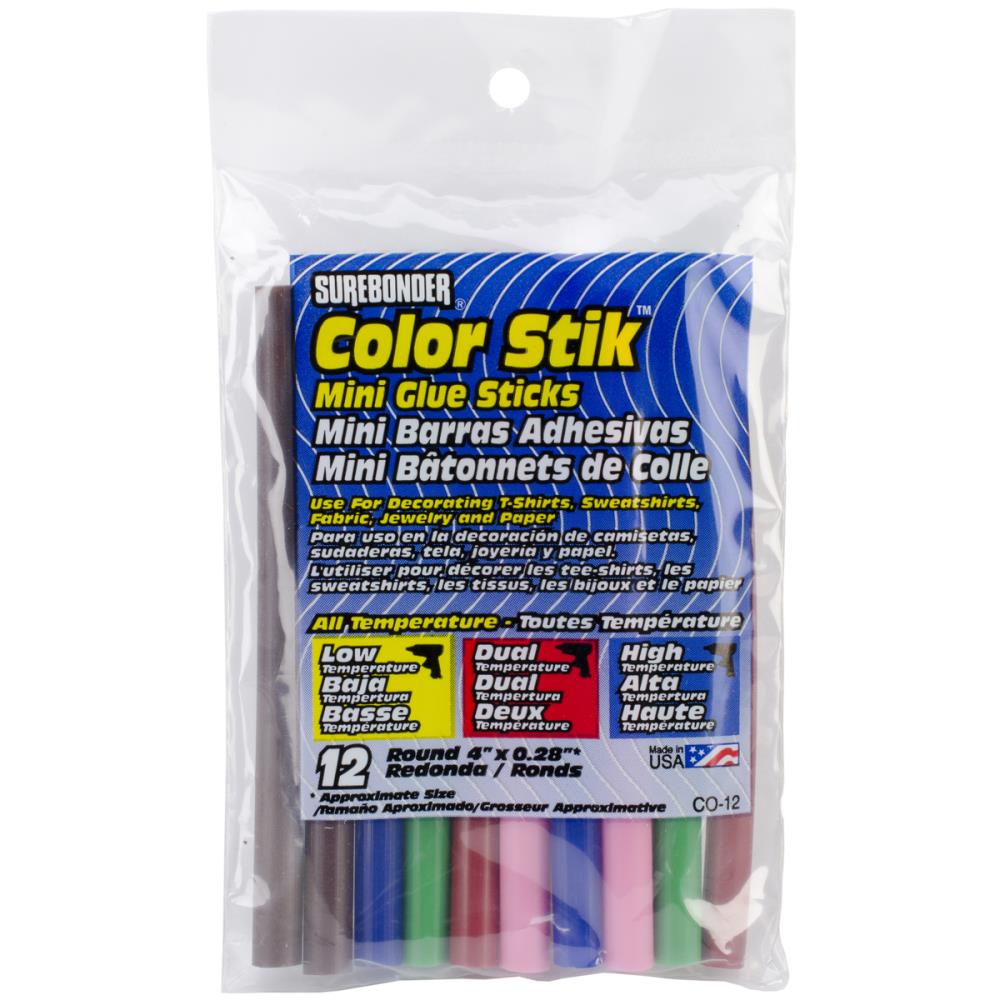 4" Hot Glue Color Sticks, 12-pieces