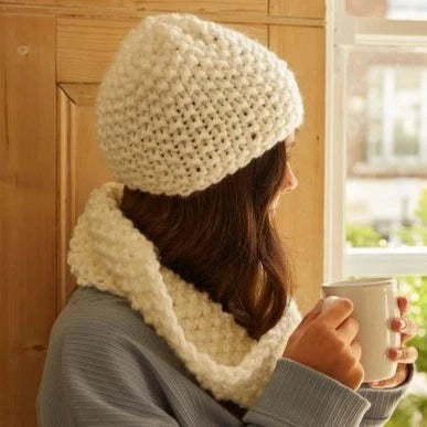 The Cozy Hat and Snood Knitting Kit Kit DMC