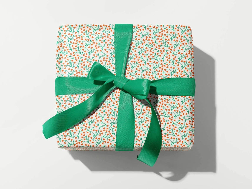Crimson Buds Red Floral Christmas Gift Wrap Sheets
