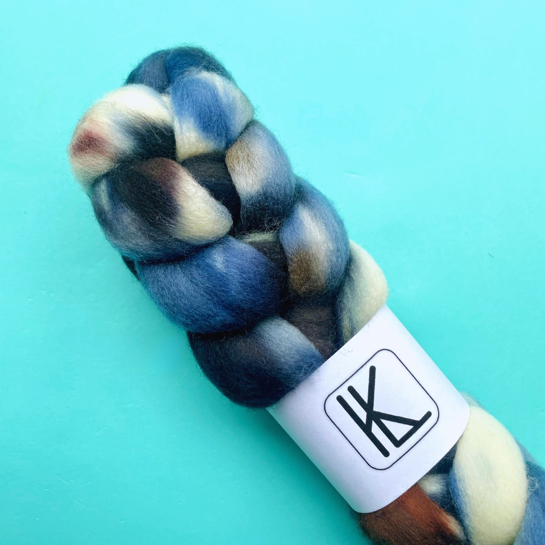 Hand Dyed Corriedale Fiber Fiber Lauritzen Dyed Fibers Evening Storm