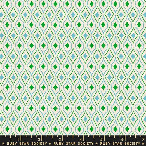 Flowerland Diamonds by Ruby Star Society in Turquoise Fabric Ruby Star Society
