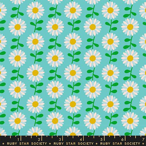 Flowerland Field of Flowers by Ruby Star Society in Turquoise Fabric Ruby Star Society