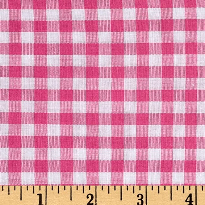1/4" Gingham Check Poly/Cotton - Fuchsia Fabric Richlin Fabrics