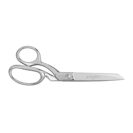 Pair of silver scissors with 'Gingher' branding on a white background