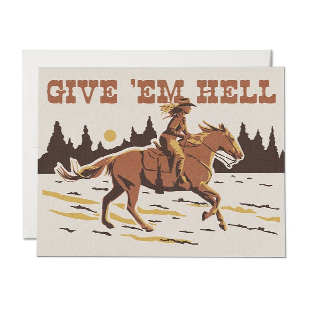 Give 'em Hell Encouragement Card Greeting Cards Red Cap Cards