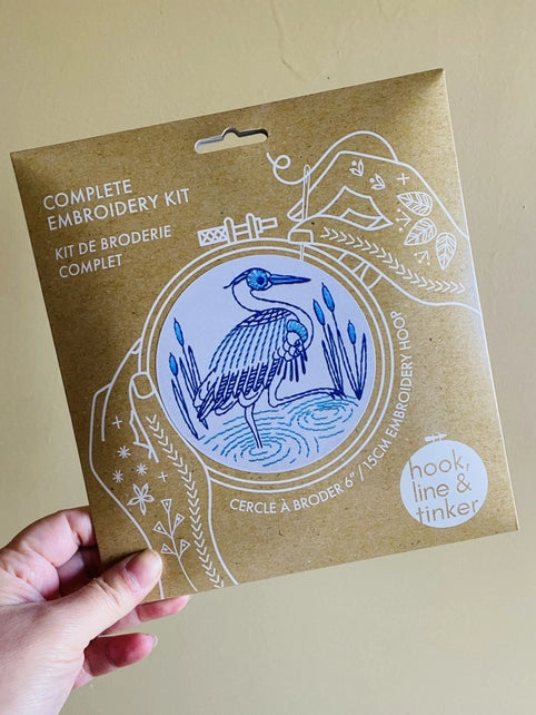 Blue Heron Complete Embroidery Kit Kit Hook, Line & Tinker