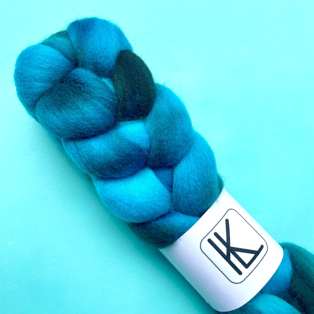 Hand Dyed Corriedale Fiber Fiber Lauritzen Dyed Fibers Into the Deep