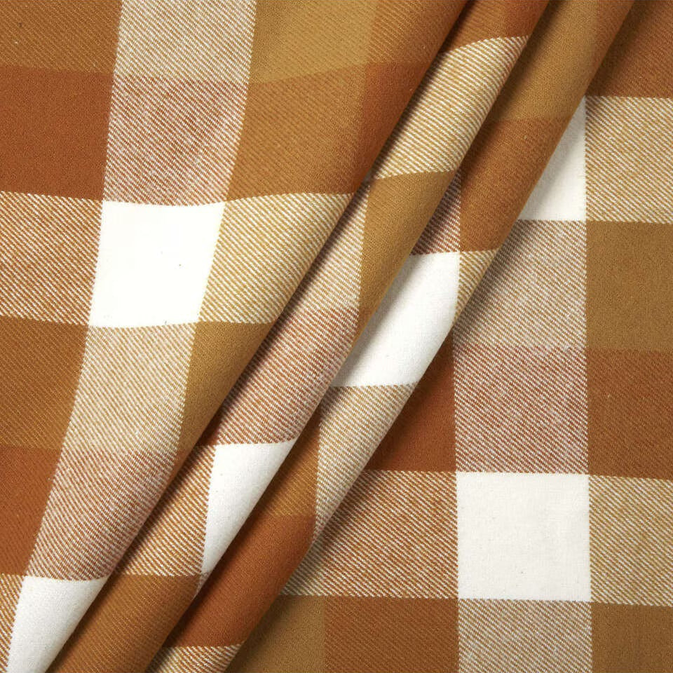 Buffalo Check Flannel in Ivory/Orange Fabric Brooklyn Craft Company