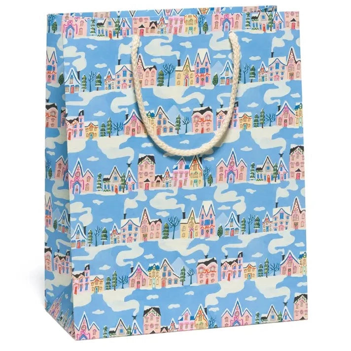 Little Pink Houses Holiday Gift Bag Gift Wrap Red Cap Cards