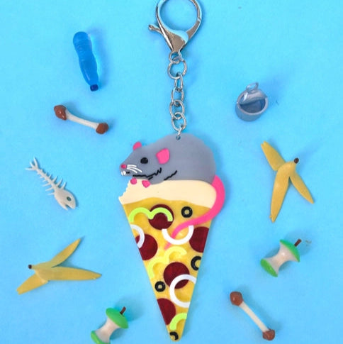 Pizza Rat Keychain