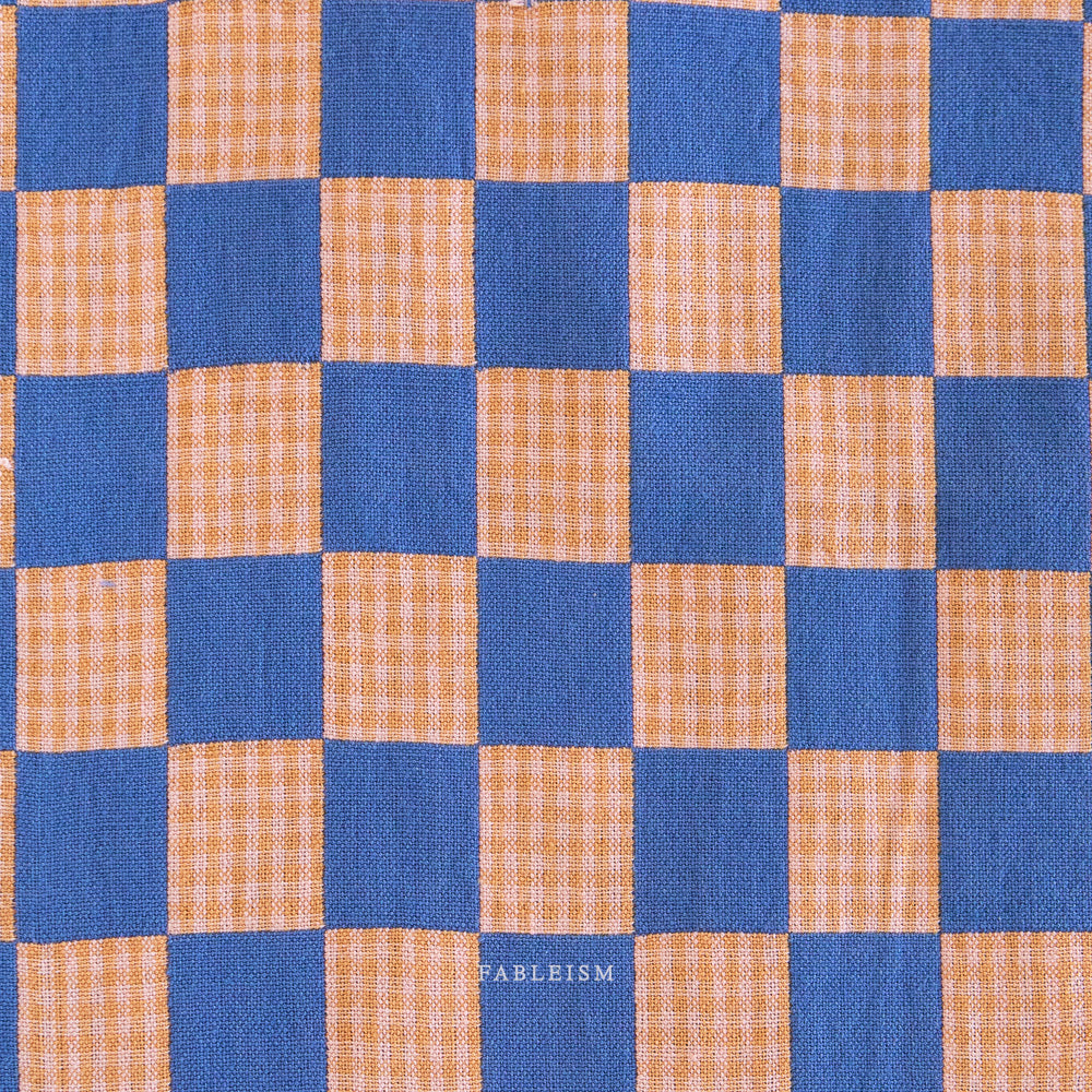 Checkered pattern with blue and orange squares