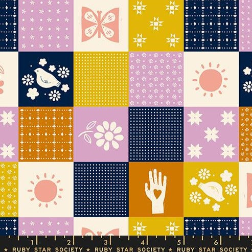 Sugar Maple Songbird Patchwork by Ruby Star Society in Navy Fabric Ruby Star Society