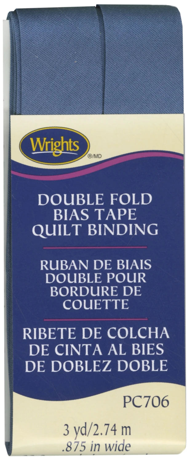 Wrights double fold quilt binding in stone blue